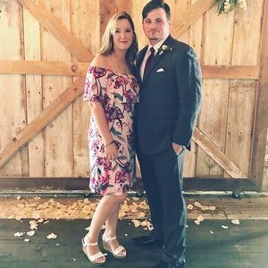 Pink Floral Off The Shoulder Dress Size Medium